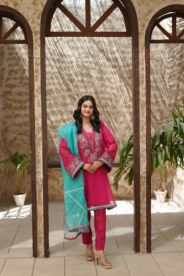 RTW 3-Piece Embroidered Khaddi Net Suit ATP-49