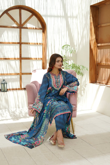 Sapphire Blue Digital Printed 3-Piece ATP-59