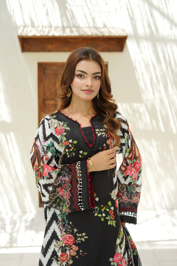 Midnight Noir Digital Printed 3-Piece Stitched ATP-58