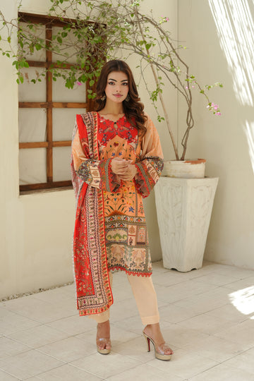 Peach Scarlet Digital Printed 3-Piece Stitched ATP-51