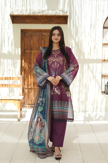 Plum Purple Digital Printed 3-Piece Stitched ATP-53