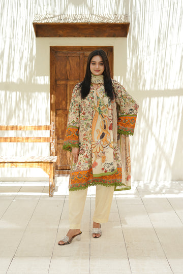Ivory Bloom Digital Printed 3-Piece Lawn Stitched ATP-57