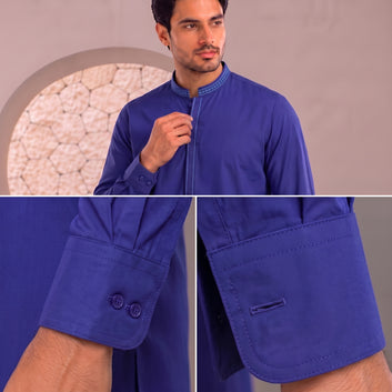 Men's Blue Embroidered Stitched FMTP - 005
