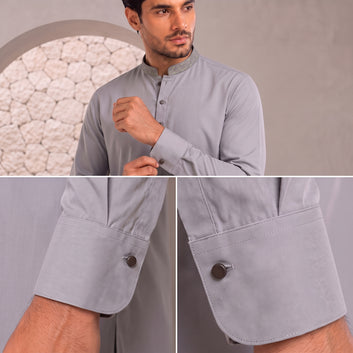 Men's Light Grey Embroidered  Stitched FMTP-2613