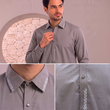 Men's Charcoal Grey Check Stitched FMTP -21