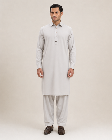 Men's Pearl Grey Classic Blind Stitch Suit FMTP-2617