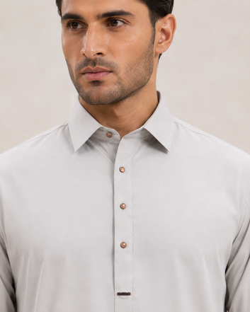 Men's Pearl Grey Classic Blind Stitch Suit FMTP-2617