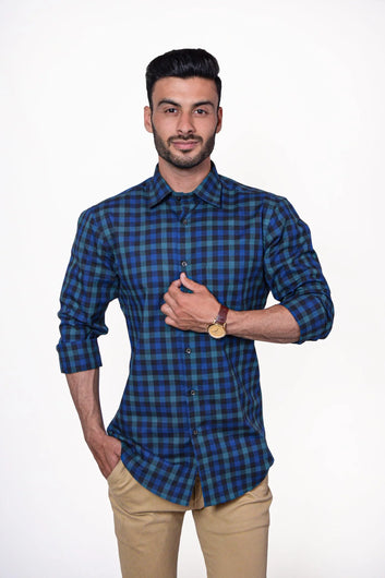 Premium Men's Formal Shirt Green Check