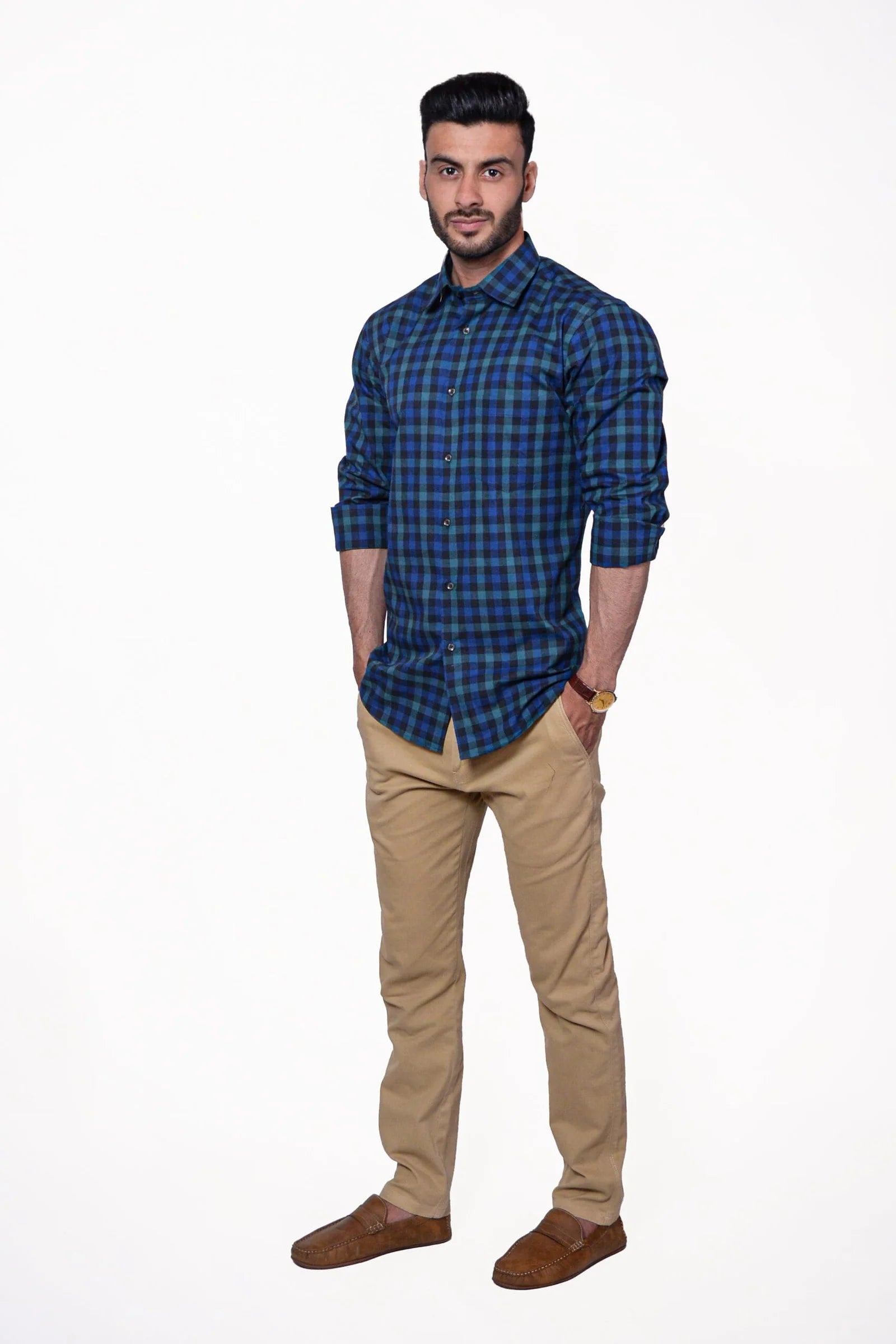 Premium Men's Formal Shirt Green Check
