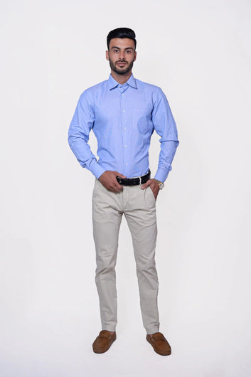 Firdous Blue & White Dotted Men’s Formal Shirt Cotton