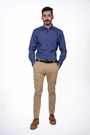 Firdous Blue Dotted Men’s Formal Shirt Cotton