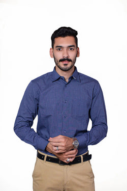 Firdous Blue Dotted Men’s Formal Shirt Cotton