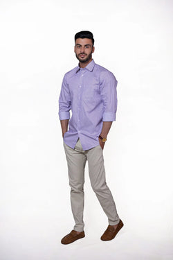 Firdous Purple & White Lining Men’s Formal Shirt Cotton