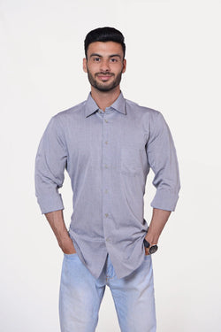 Firdous Plain Grey Men’s Formal Shirt Cotton