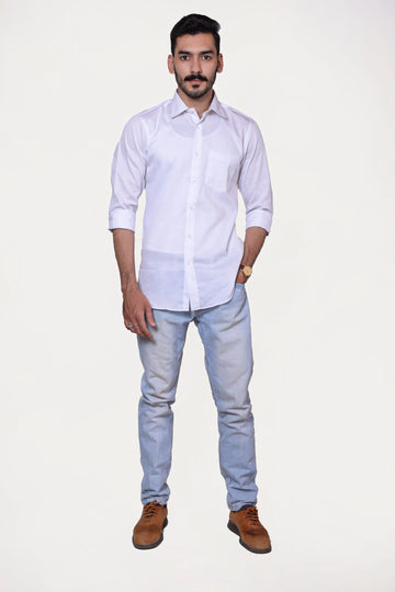 Firdous Plain White Men’s Formal Shirt Cotton