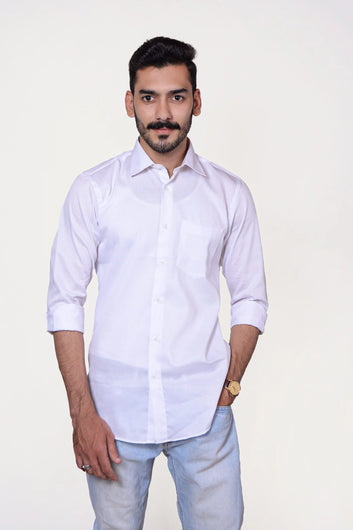 Firdous Plain White Men’s Formal Shirt Cotton