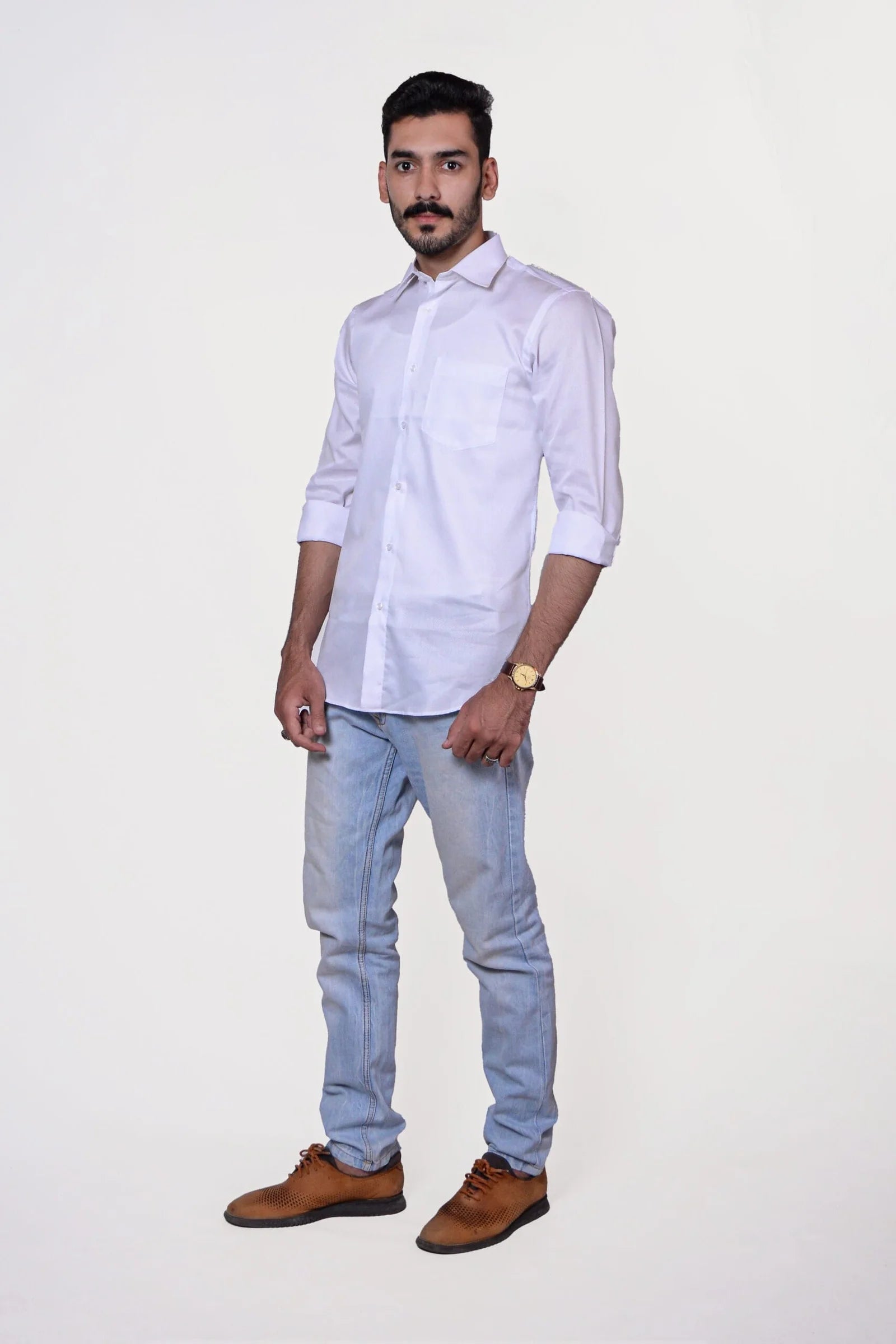 Firdous Plain White Men’s Formal Shirt Cotton