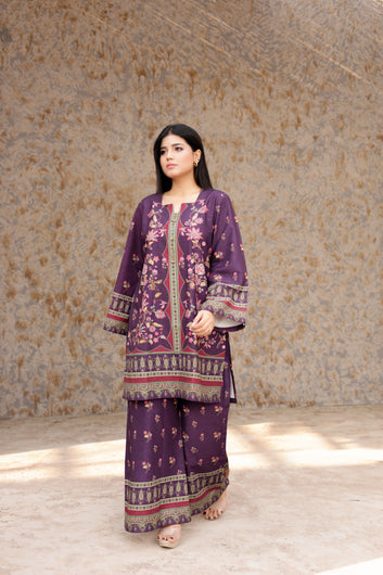 Royal Purple Elegance – Printed 2-Piece