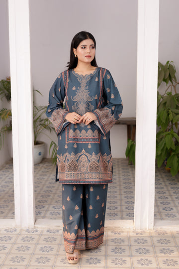 Mediable Blue Printed Suit – Summer Collection