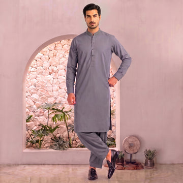 Men's Light Grey Embroidered  Stitched FMTP-2613
