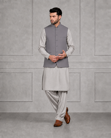 Men's Light Grey Stitched Waistcoat MWC 001